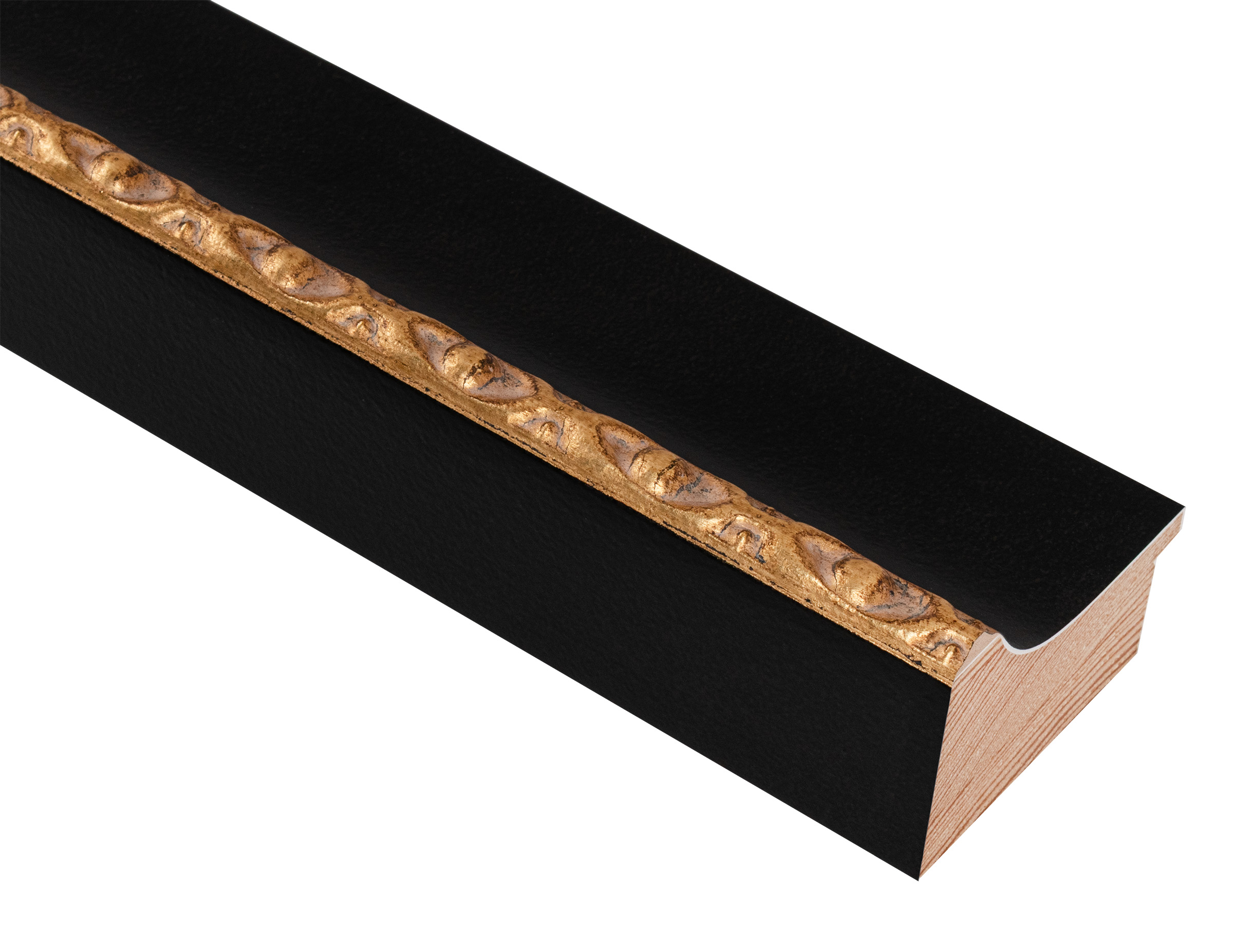 Astley Matt Black with Gold Leaf 65mm picture frame moulding