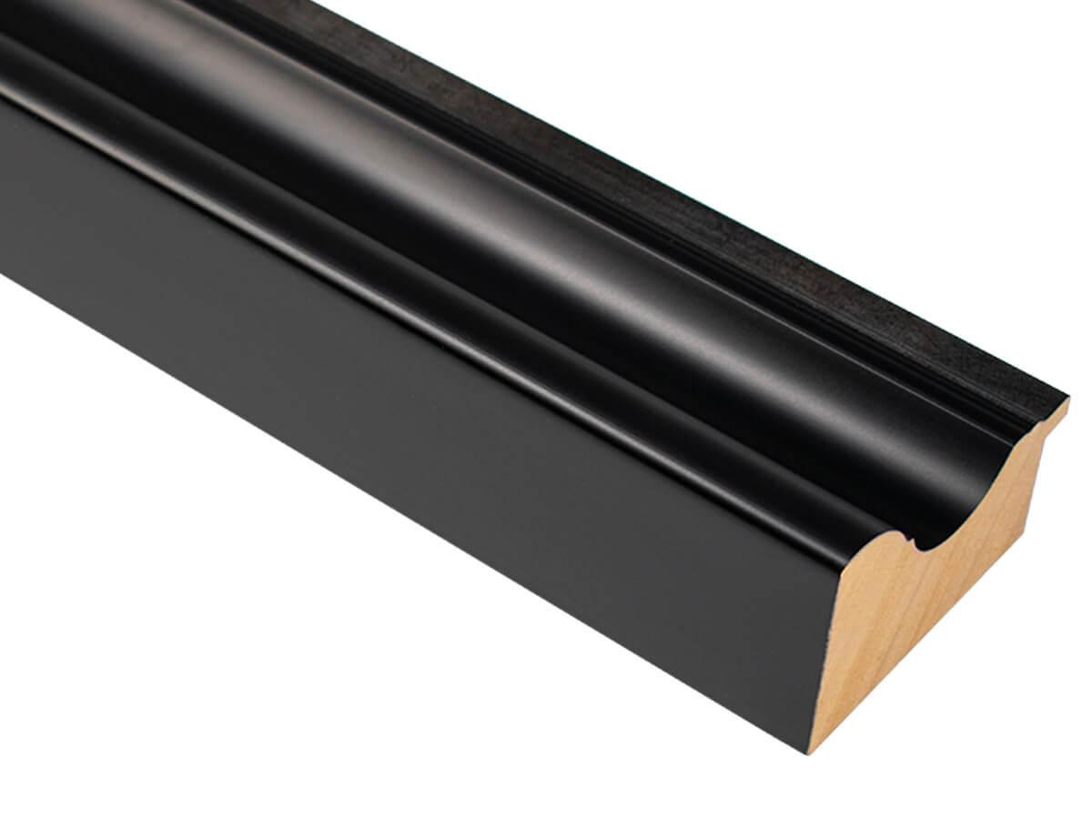 Langham Mono Satin Black Silver Sight Edge 74mm picture frame moulding