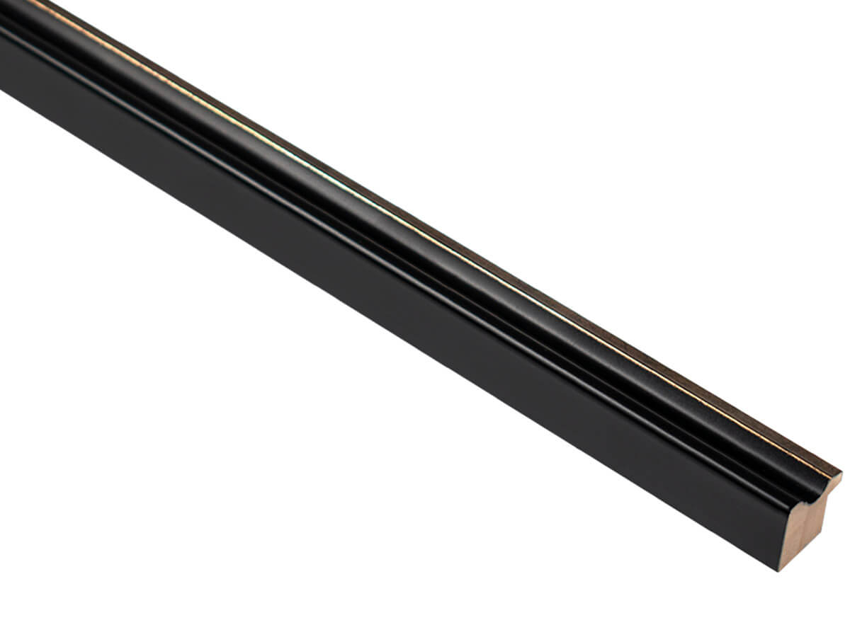 Langham Mono Satin Black Gold Sight Edge 18mm picture frame moulding