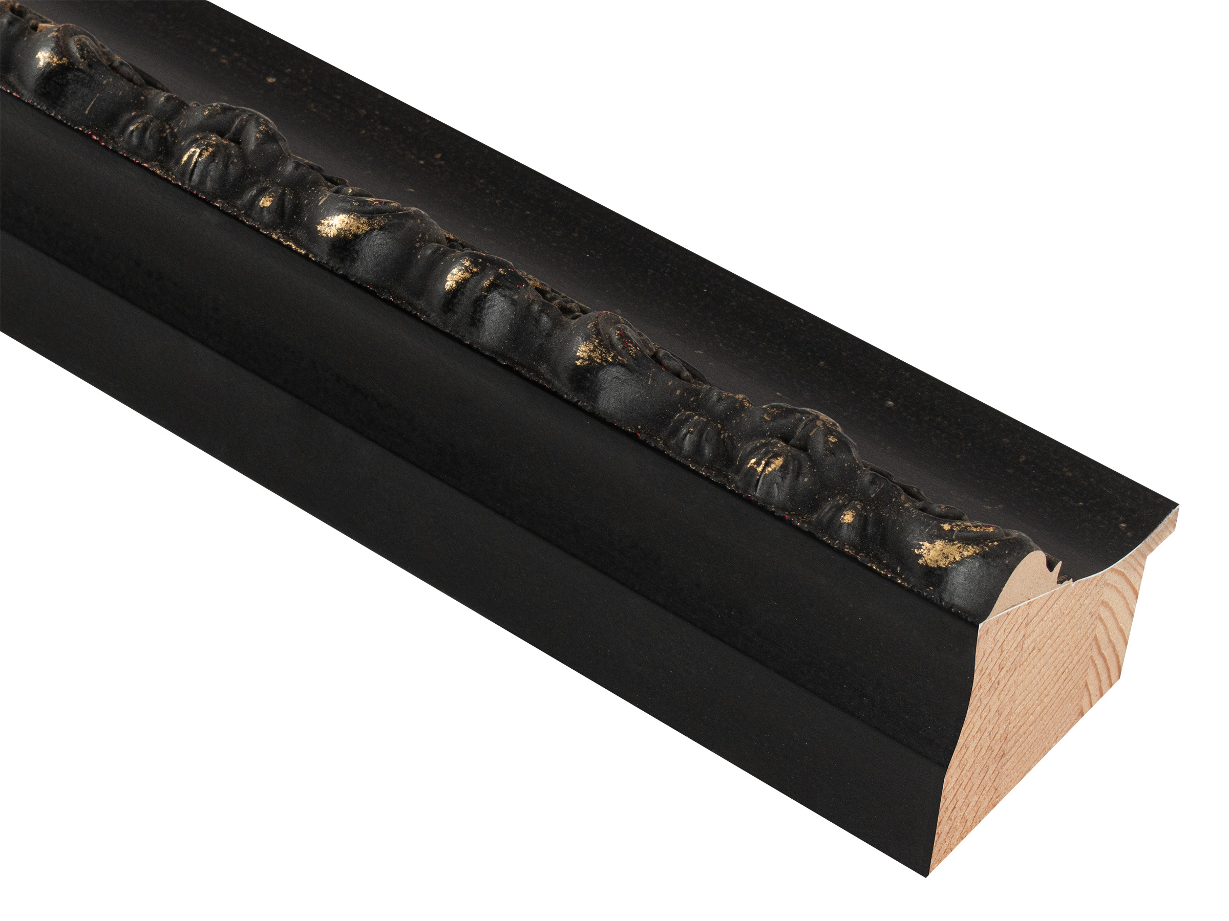 Borghese Antique Black with gold patina highlights 61mm picture frame moulding