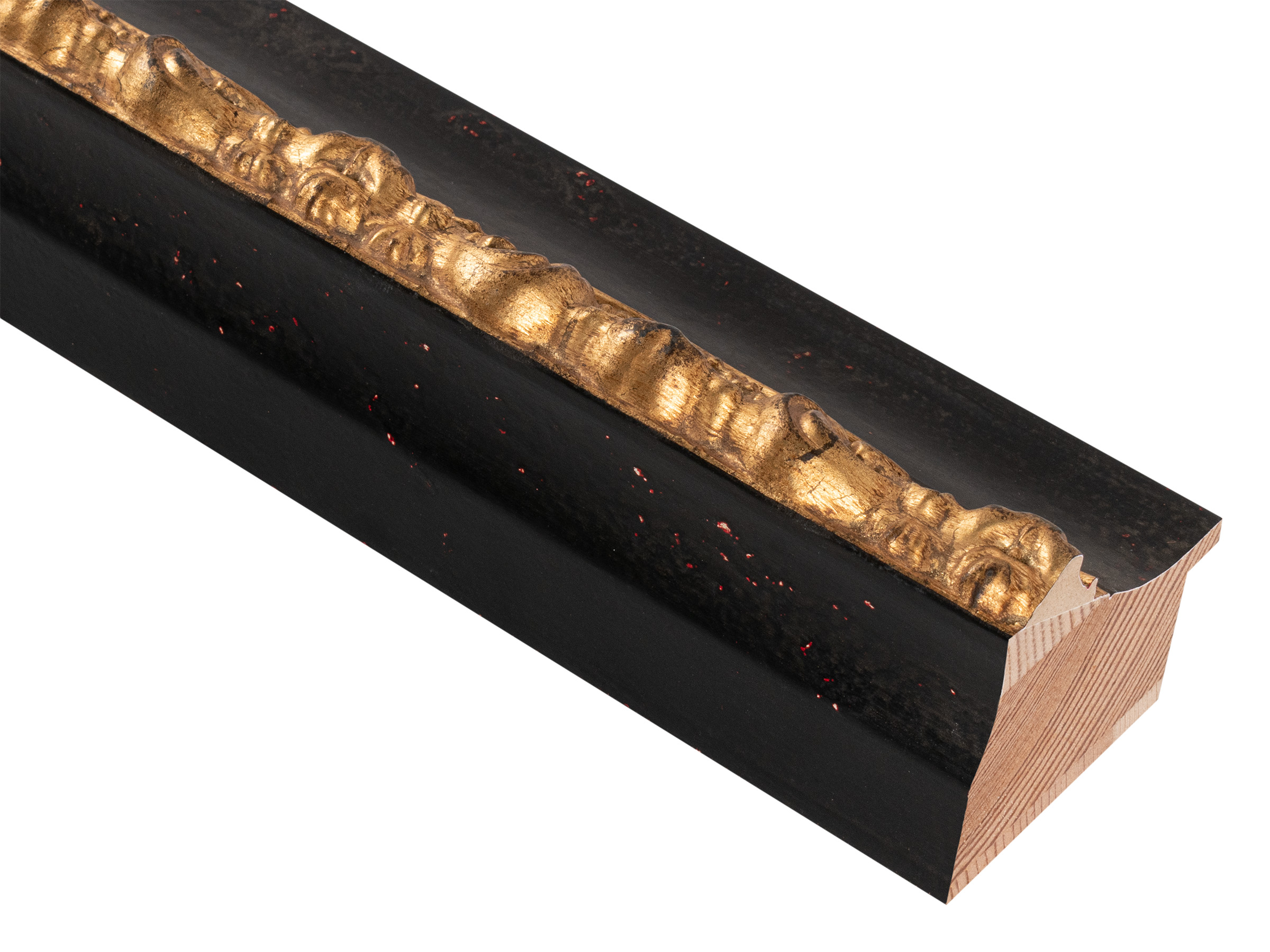Borghese Antique Black with Antique Gold Leaf 61mm picture frame moulding