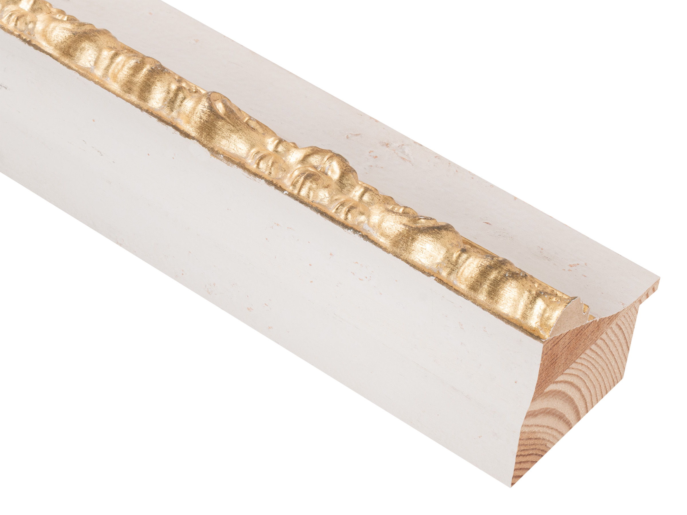Borghese Antique White with Antique Gold Leaf 61mm picture frame moulding