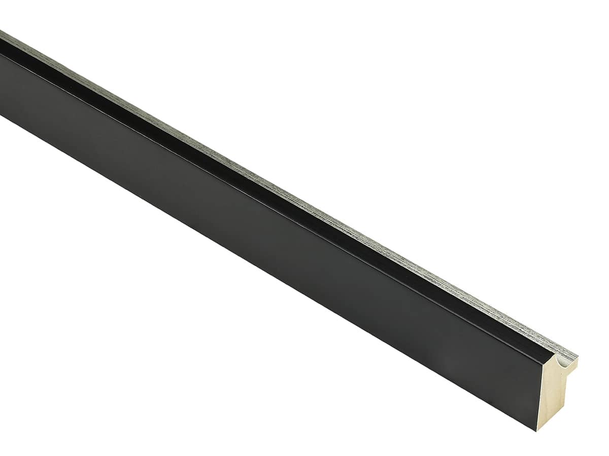 Monaco Silver Leaf & Black 20mm picture frame moulding